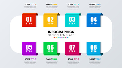 Infographic template with 8 options or steps
