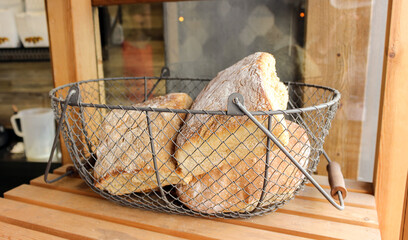 Obraz premium Crispy soft bread with golden crust