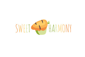 Useful tasty sweets. Bright logo for a bakery, confectionery.