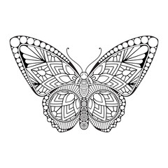 vector butterfly black and white element line art print design