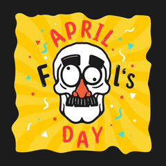 april fools day skull t-shirt design illustration