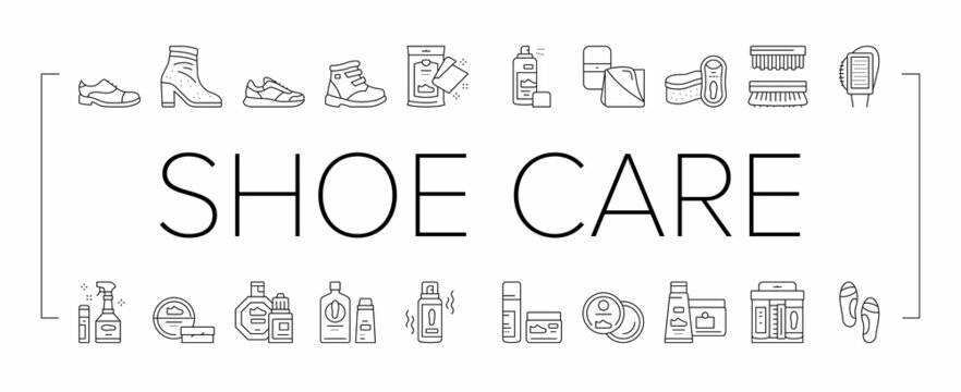 Shoe Care Accessories Collection Icons Set Vector .