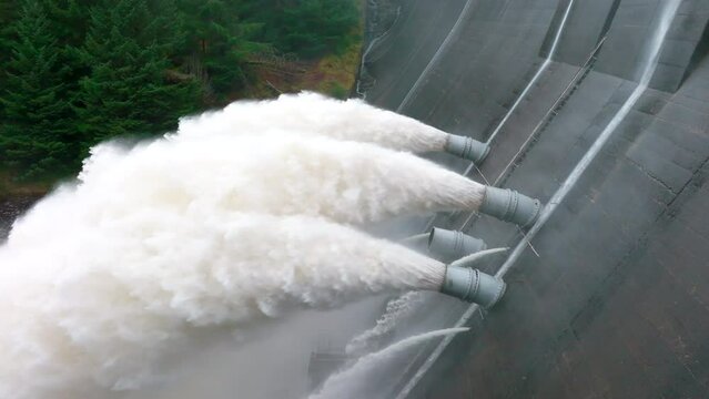 Water Being Pumped Through a Hydroelectric Dam