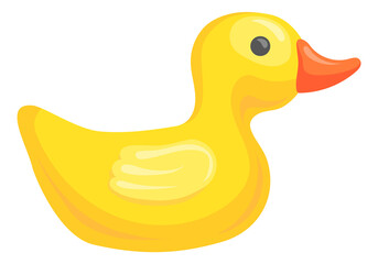 Yellow duck icon. Cartoon cute bird character