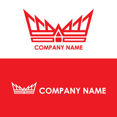 Logo combination of Rumah Gadang and the king's crown. Suitable for company and restaurant logos