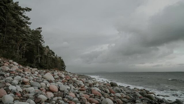 Time lapse video of a rocky beach from the last ice age in Southern Norway