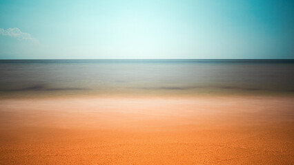 Fototapeta na wymiar Strand und Meer in pastellfarben, Urlaubsfeeling