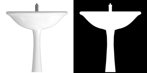 3D rendering illustration of a washbasin sink