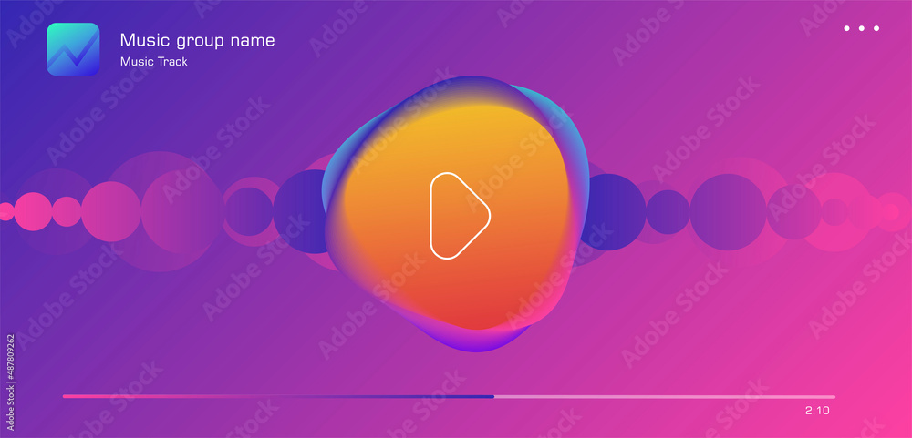 Aufkleber music streaming mobile app design. generic and fictional user interface with abstract song album cov