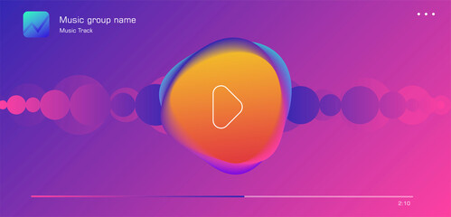 Music streaming mobile app design. Generic and fictional user interface with abstract song album cover in pink colors