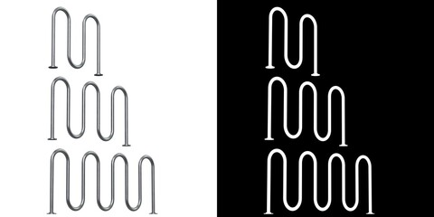 3D rendering illustration of a wave bicycle racks