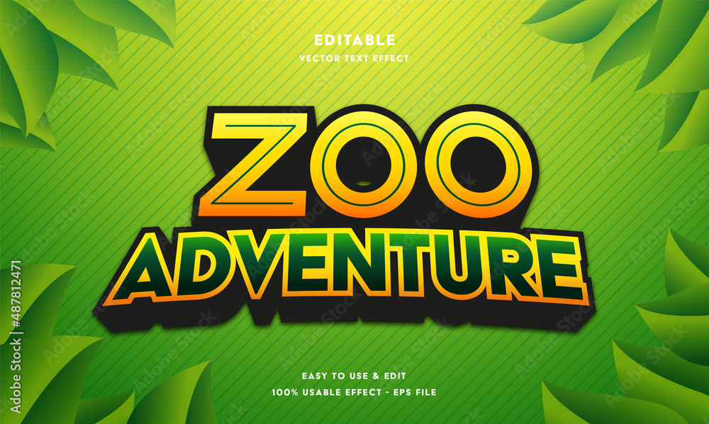 Poster zoo adventure editable text effect template