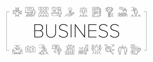 Business Situations Collection Icons Set Black Vector .