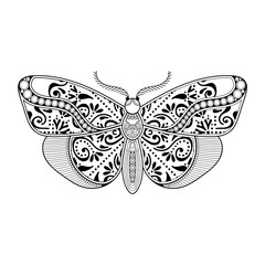 vector butterfly black and white element line art print design