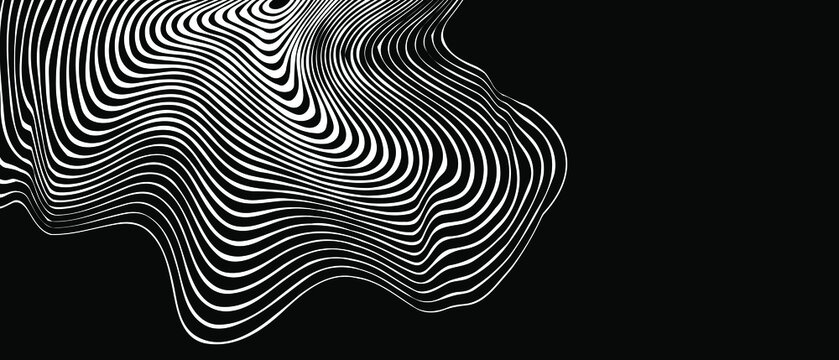 Modern Abstract Wave Lines On Black Background. Vector EPS 10