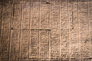 Bas-reliefs of the ancient Temple of Horus in Edfu, Egypt