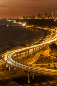 Bridge on embankment at night time