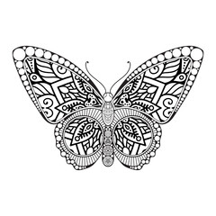 vector butterfly black and white element line art print design