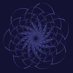 Fototapeta premium Fractal or symbolic dotted spiral swirl for halftone dot art with background like cosmos