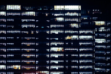 Office building with glass facade - night photograph