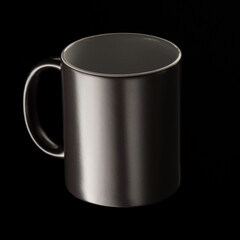
black mug mockup on black background.