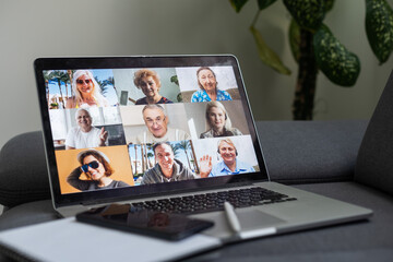 Fototapeta na wymiar Video conference concept. Telemeeting. Videophone. Teleconference. Remote work