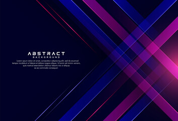 Obraz premium Abstract dark blue pink colour geometric pattern on dark background. Technology diagonally overlapped geometric squares shape. Modern simple background design. Vector illustration