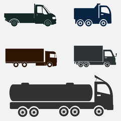 Heavy Transport Vehicles Icon Set