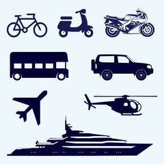 Transport Icon Set In Blue Color