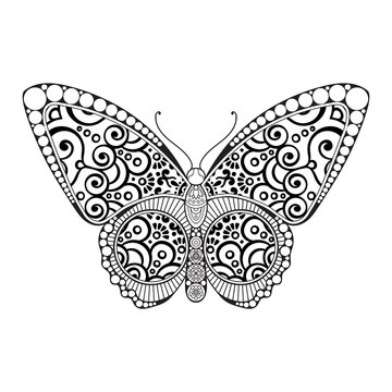 vector butterfly black and white element line art print design