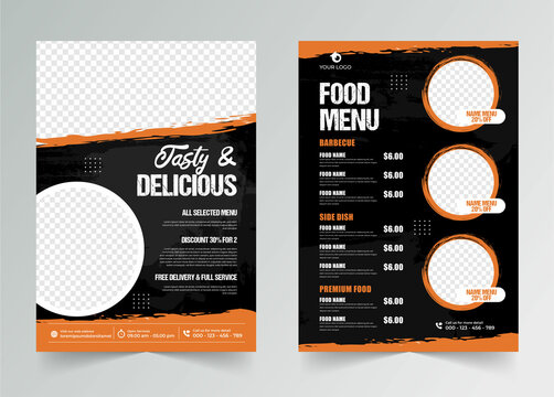 Set of delicious food sale poster menu for promotional restaurant flyer brochure with editable photo background template design