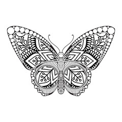 vector butterfly black and white element line art print design
