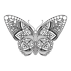 vector butterfly black and white element line art print design