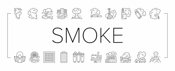 Smoke And Fog Steam Collection Icons Set Vector .
