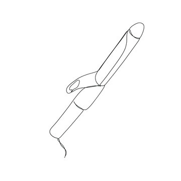 recommend clip art: One line stylist curler. Vector minimalist illustration isolated on white background. 