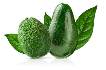 Two kinds of avocado isolated with clipping path on white background.