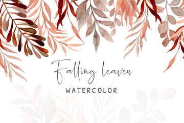 Falling leaves border with watercolor
