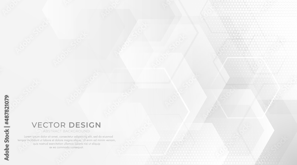 Aufkleber abstract white and gray geometric hexagon design background. modern geometric overlapping elements. 