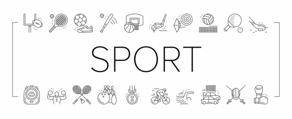 Sport Active Competitive Game Icons Set Vector .