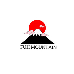 Illustration template logo Fuji mountain there clouds from Japan