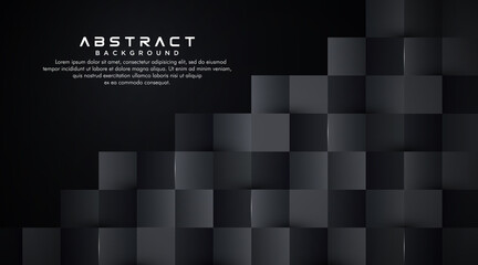 Abstract shiny dark gradient square geometric shapes background. Modern simple geometric vector design. Luxury and elegant geometry shape graphic element. Suit for poster, banner, brochure, flyer.