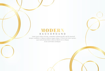 Modern abstract gold gradient circle on white background. Luxury and elegant style template. Elegant circle shape design with glitter golden line. Suit for poster, cover, banner, brochure, leaflet
