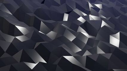 Abstract black background with triangles, 3d render