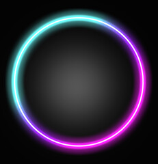 Circle frame neon with copy space, light signboard, advertising.