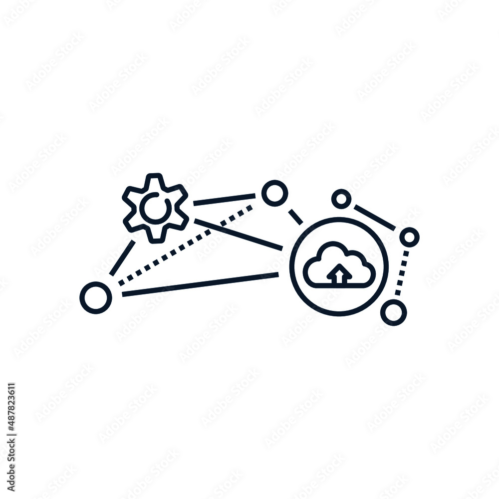Poster the concept of cloud services and technologies, data storage and exchange. vector icon isolated on w
