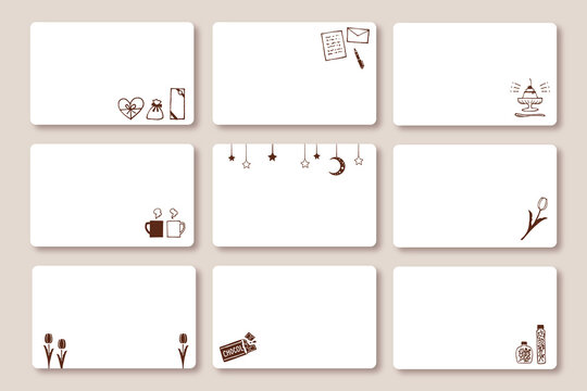 シンプルでかわいいメッセージカード 手描き装飾セット プレゼント ギフト Stock Vector Adobe Stock