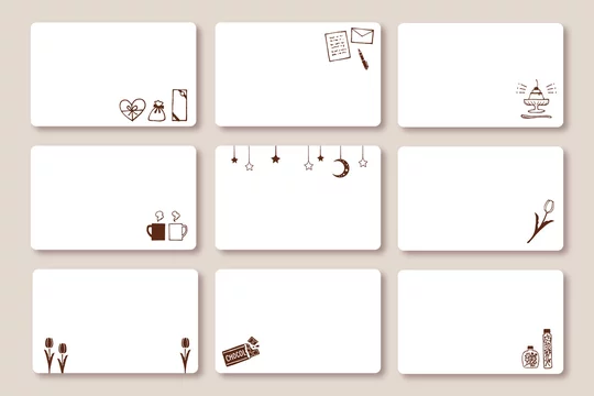 シンプルでかわいいメッセージカード 手描き装飾イラストセット プレゼント ギフト Stock Vector Adobe Stock