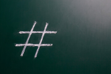 Hashtag symbol drawn with chalk on blackboard. Space for text - obrazy, fototapety, plakaty