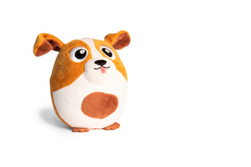 Cute jack russell dog doll isolated on white background.