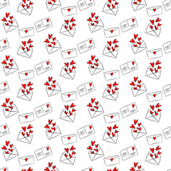 Vector seamless love symbol pattern, with stylish hearts and letter